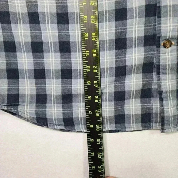 Carhartt Men's Loose Fit Midweight Shirt Large Short Sleeve Blue Plaid Button Up - Picture 10 of 15